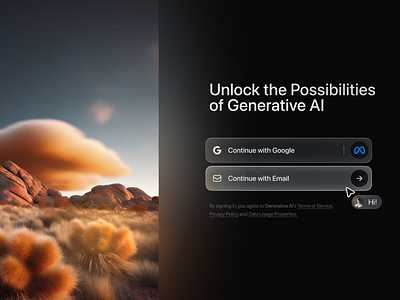 Generative AI Log-in Session Interaction Design ai animation design font generative ai image generation inspiration login motion graphics sign sign up signin social typography ui ux ux design web design