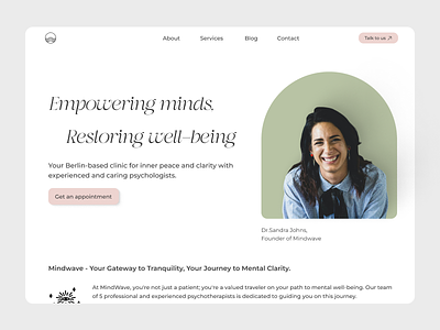 Therapy clinic website graphic design ui ux