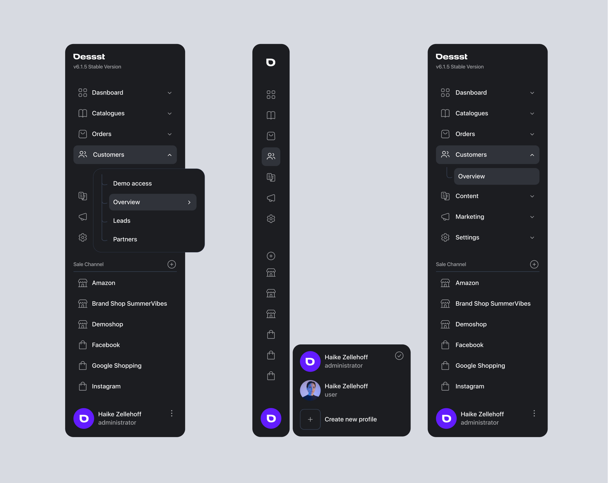 Sidebar for an administration panel by Natalia Tarasova on Dribbble