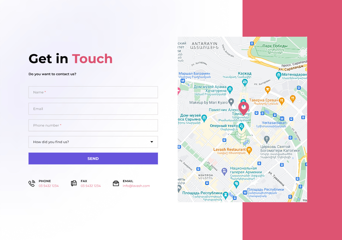 Contact page by Greta Vardanyan on Dribbble