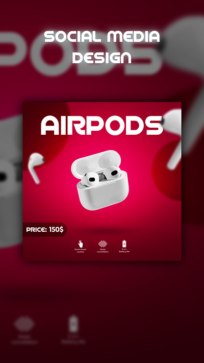 Airpods ( Social media design ) design graphic design instagram post post poster poster design social media social media design