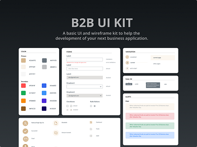 B2B UI Kit (Web) colors components dashboard design kit design system figma forms material product design prototyping templates typography ui ui kit ux web web app wireframe