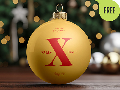 Free Christmas Ball Mockup. AI Generated advertising ball celebration christmas christmas ball christmas tree decoration free freebie holiday logo mockup new year ornament winter xmas