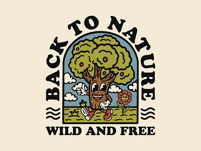 Back To Nature availabledesign badgedesign design designforsale illustration nature tshirtdesign vintage badge vintage design wild