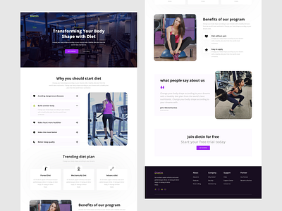 Dietin - Fitness Website Landing Page design bodu branding design figma graphic design gym fitness happy healty icon illustration landingpage logo new landing page training ui ux vector web website website landing page