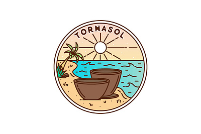 Tornasol adventure badge beach brand brand identity branding design emblem illustration label landscape line line art logo logos monoline palm sticker sun vector