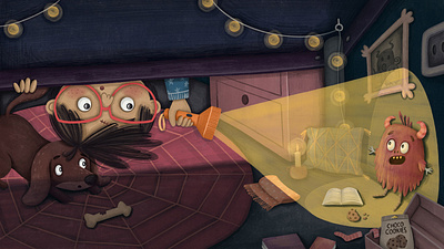 The Monster Under My Bed animal character boy character character design chidlrens books illustration kidlitart kids illustration monster character picture book