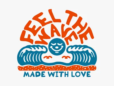 Feel The Wave availabledesign badgedesign beach design designforsale illustration summer summer vibes surf surfing tshirtdesign vintage badge vintage design wave