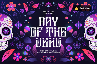 Day of the Dead - Mexican Holiday Backgrounds abstract background day of the dead decorative flower foliage gradient holiday illustration mexican mexico skull skulls traditional vector wallpaper