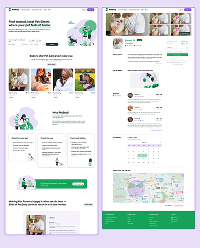 PetStay platform connects pet owners with trusted pet sitters homepagedesign landing page pets ui web app design website website design