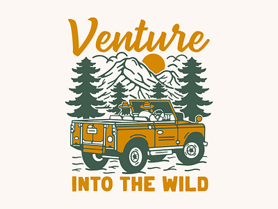 Venture adventure availabledesign badgedesign design designforsale forest illustration jeep nature tshirtdesign vintage badge vintage car vintage design wild