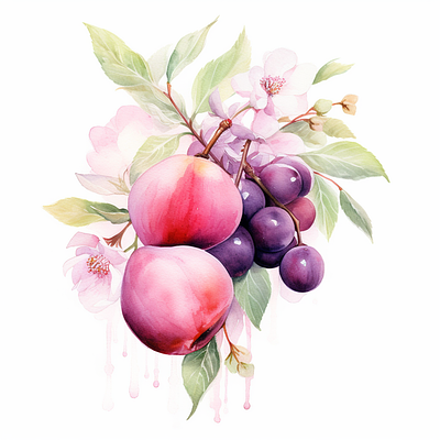 Watercolor Fruits Illustration botanical botanical illustration fruits grape illustration nature watercolor