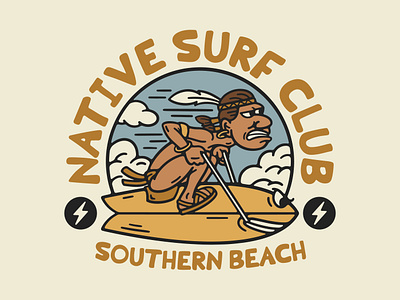 Native Surf availabledesign badgedesign beach design designforsale illustration native surf surfing tshirtdesign vintage badge vintage design