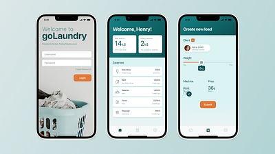 Laundry App design kpi login mobile slider ui