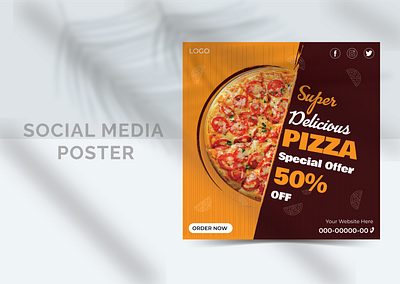 Social Media Poster advertising banner branding food social media graphic design illustration marketing mockup pizza post restaurant social media