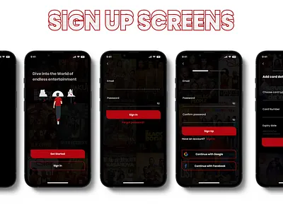 SIGNUP SCREENS REDESIGN FOR NETFLIX branding graphic design mob mobile app pr product design redesign registration sign up ui uiux