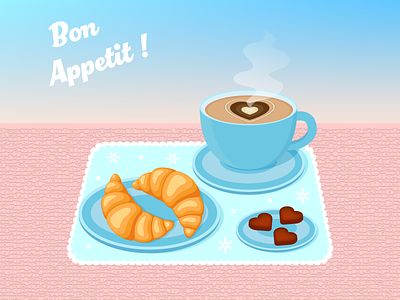 Bon appetit ! bakery bon appetit coffee croissant delicious design food illustration france graphic design illustration paris vector vector illustration