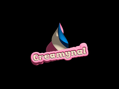 Creamynal 3d 3d effect branding cream design ice cream illustration logo shiny
