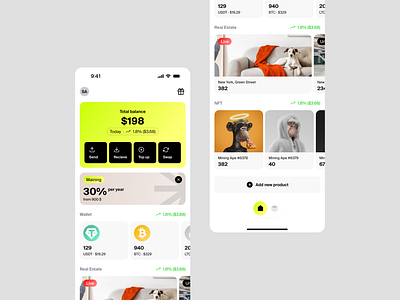 Crypto App app bank banking bitcoin crypto currency mobile money nft ui ux