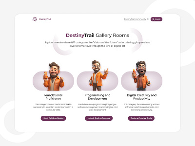 DestinyTrail 3d clean design illustration landing nft orange ui ux website