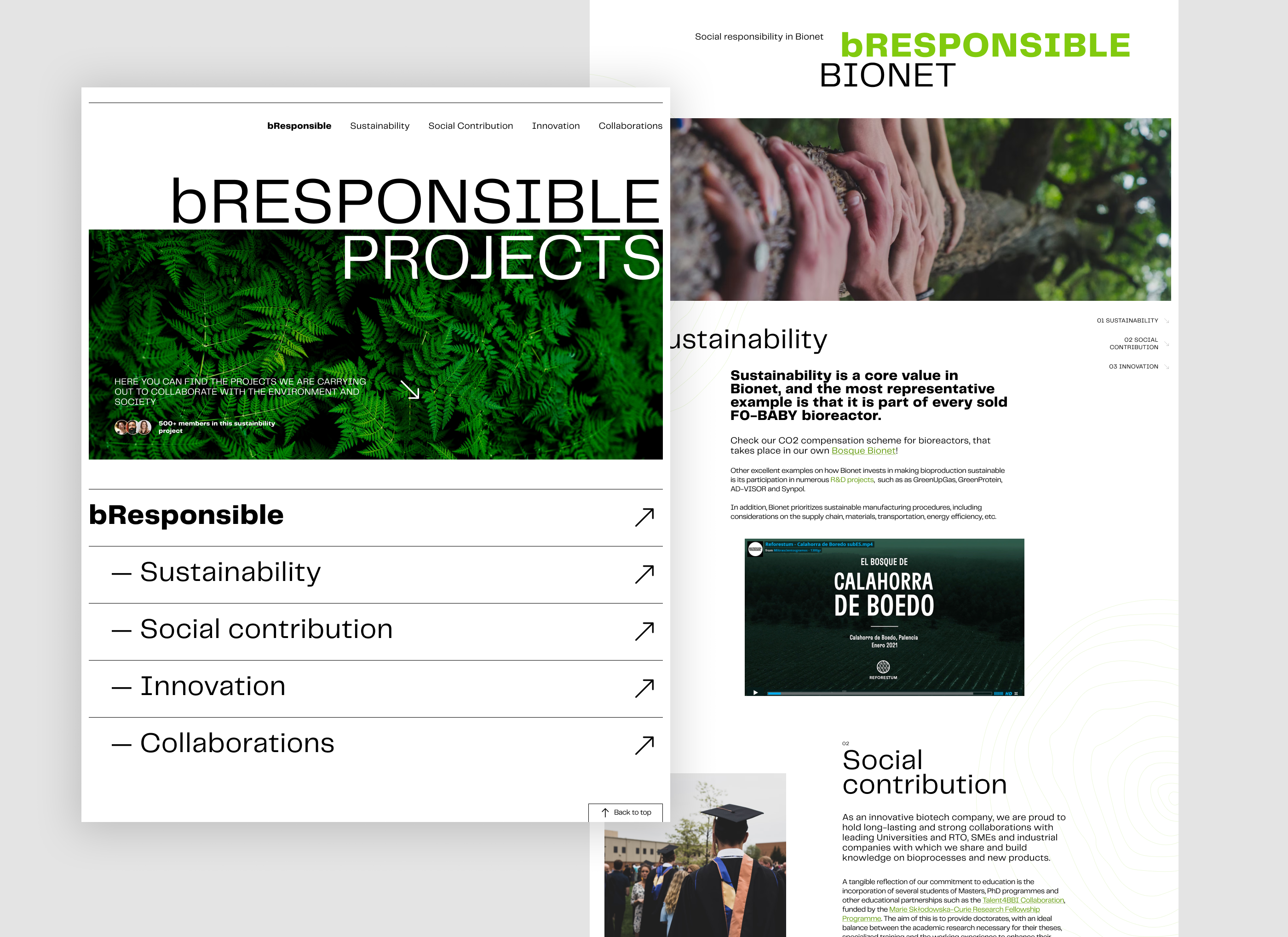 Environment & Sustainability Website bionet bioreactors branding carbon footprint climate change co2 compensation environment solar panels sustainability ui ux ux research visual design webdesign