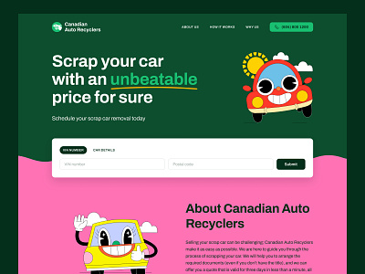 Scrap Car Landing Page Design auto canada car concept design gogreen green landing page recycler scrap theme ui website