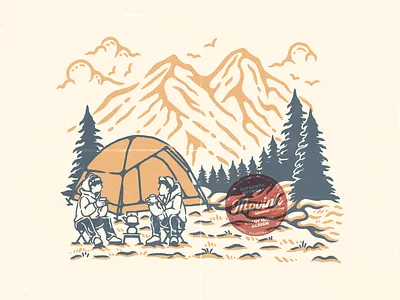 Vintage Camper Mountain Hand Drawn Illustration design graphic design illustration logo mountain nature vector