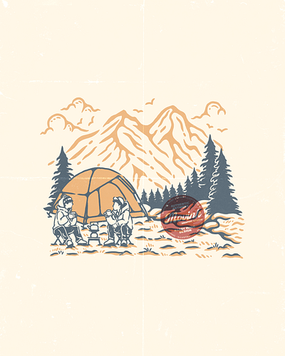 Vintage Camper Mountain Hand Drawn Illustration design graphic design illustration logo mountain nature vector