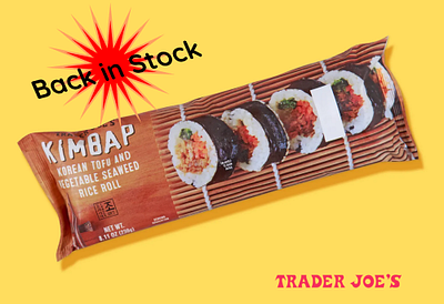 Daily UI Prompt Challenge #096 (Currently in Stock) 100daychallenge back in stock currently in stock daily challenge dailyui design follow food grocery iconography kimbap korean like shopping trader joes typography ui
