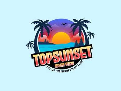 Retro vintage custom unique TOPSUNSET logo design for tshirt. best logo branding branding identity creative logo design custom logo graphic design illustration logo logo design modern logo nature logo original logo retro logo standard logo sunset logo tshirt tshirt logo ui unique logo design vintage logo