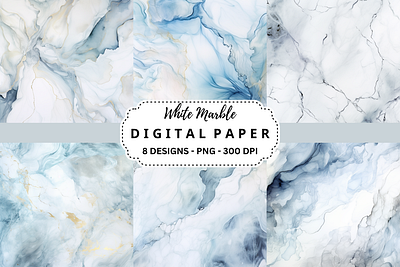 Watercolor White Marble Background tumbler wrap