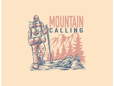 Vintage Retro Hiker in Adventure Mountain Illustration design graphic design illustration logo mountain nature vector