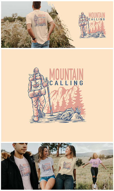 Vintage Retro Hiker in Adventure Mountain Illustration design graphic design illustration logo mountain nature vector