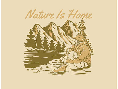 Vintage Retro Nature is Home Illustration design graphic design illustration logo mountain nature vector