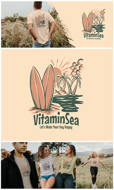 Vintage Retro Vitamin Sea Beach Illustration design graphic design illustration logo mountain nature vector