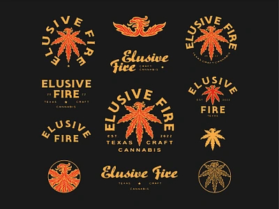 Elusive Fire animal bird brand design brand identity branding branding design cbd fire identity design logo logo design mock up mockup phoenix retro small business texas typography vintage visual identity