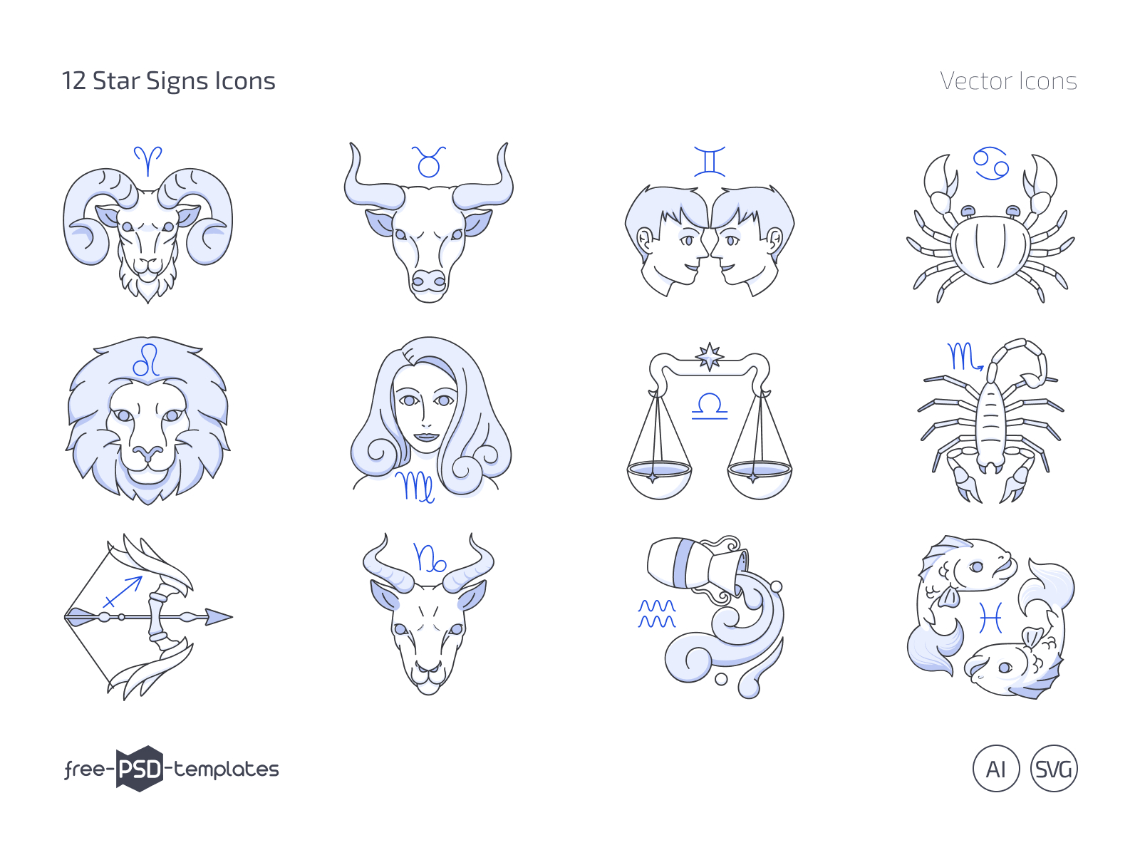 Zodiac Icon designs themes templates and downloadable graphic