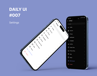 Daily UI #007 (Settings) app social media ui ux