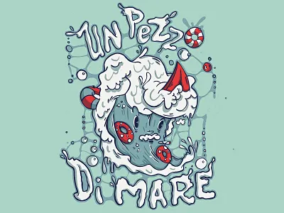 Un pezzo di mare character illustration meer ocean pizza pommes procreate retro sea slice summer surfing typography un pezzo di mare urlaub vacation vintage water wave welle