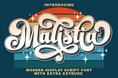 Malistia - Retro & Extrude. 70s bold script classic classic font design display extrude font font font design groovy handwritten happy spring happy sammer illustration logo retro script script font ui vintage font