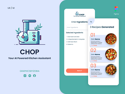 CHOP _ Recipe generating app UI design | graphicsbyzobia app design branding figma figma design ideas food app graphicsbyzobia mobile app design recipe recipe generating app ui design ui ux ux design uxdesign web app