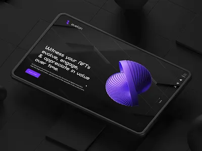 Evelon - Webdesign for dNFT Startup 3d 3d animation animation blockchain dnft dynamic nft native token nft nft app nft design nft platform token ui ui design web design