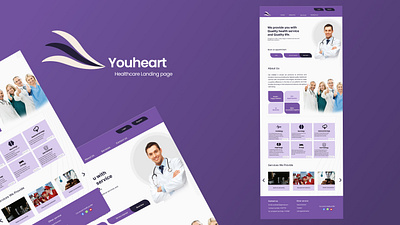 Youheart -Health care landing page animation branding case study design figma graphic design illustration landing page logo motion graphics typography ui uiux ux vector web design website