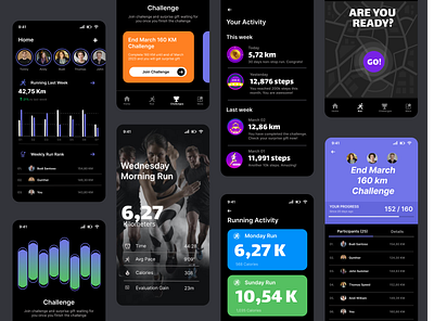 Running App - Dark Mode branding design figma graphic design illustration logo ui ux vector