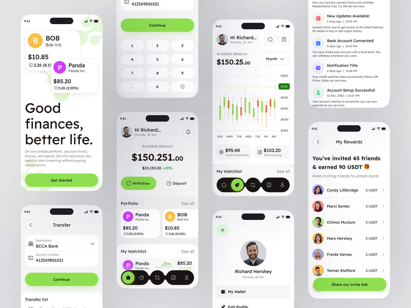 Stock Investment Mobile App app design bank bitcoin blockchain app clean crypto crypto app crypto investment app decentralized finance digital assets app finance financial fintech freebie investment app mobile design qr code stock trending uiux