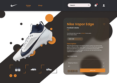 E commerce page for nike branding motion graphics ui