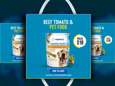 Social Media Healthy Pet Food Posts Web Banner Design banner design branding design facebook ad fb cover graphic design instagram banner instagram post pet helthcare pets banner product design social poster