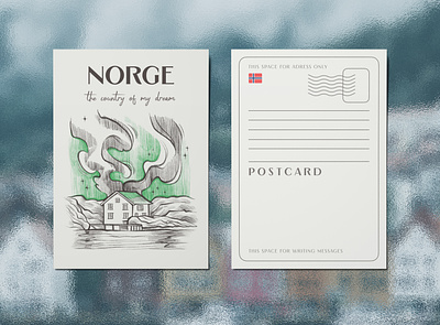 Norway Postcard digital art graphic art graphic design illustration layout norway postcard procreate typography полиграфия типографика