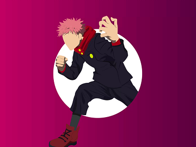 Yuji Itadori (motion) - Minimalist Character Design 2d art characterdesign flat illustration illustrator itadori jujutsu kaisen minimalist motion design motion graphics