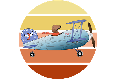 Closer Shot of the Doggo's Pilot Label animation branding dachsund flying graphic design logo plane vector